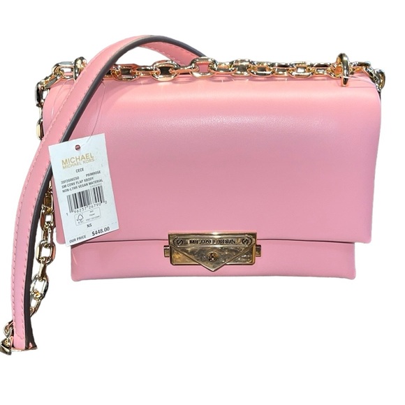 NWT! Michael Kors Cece Small Primrose Vegan Leather Convertible Flap Crossbody! - Picture 4 of 9
